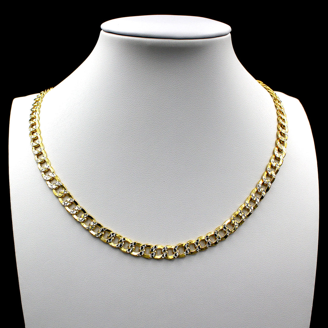 10K Yellow Gold 2mm - 6mm Diamond Cut Pave Cuban Link Chain Necklace 14" - 30"