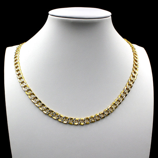 10K Solid Yellow Gold Diamond Cut Pave Cuban Link Chain Necklace 5.5MM 18" 20" 22" 24" 26"