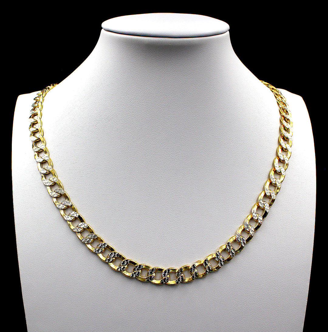 10K Yellow Gold 2mm - 6mm Diamond Cut Pave Cuban Link Chain Necklace 14" - 30"