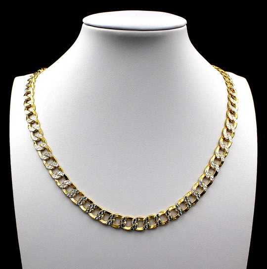 10K Yellow Gold 2mm - 6mm Diamond Cut Pave Cuban Link Chain Necklace 14" - 30"