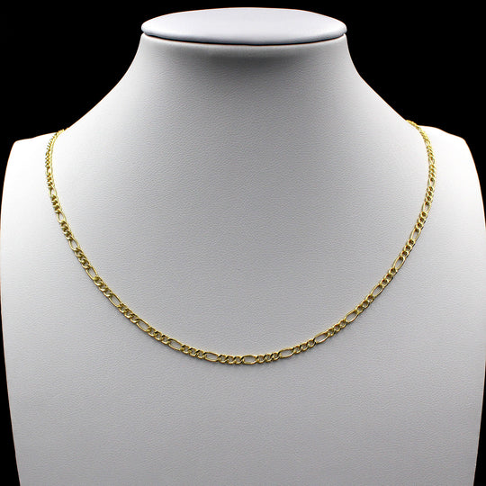 Real 10K Yellow Gold 2mm - 6mm Figaro Link Chain Pendant Necklace 14" - 30"