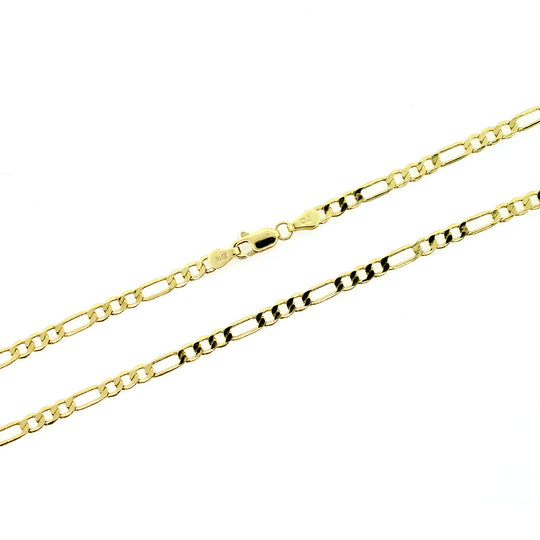 10K Solid Yellow Gold Figaro Link Chain Necklace 2MM 14
