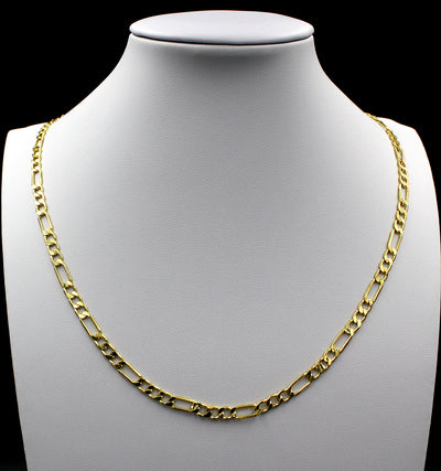 10K Yellow Gold Figaro Link Chain Necklace 2.5MM 16" 18" 20" 22" 24"