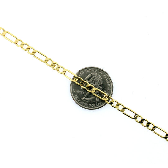10K Yellow Gold Figaro Link Chain Necklace 2.5MM 16" 18" 20" 22" 24"