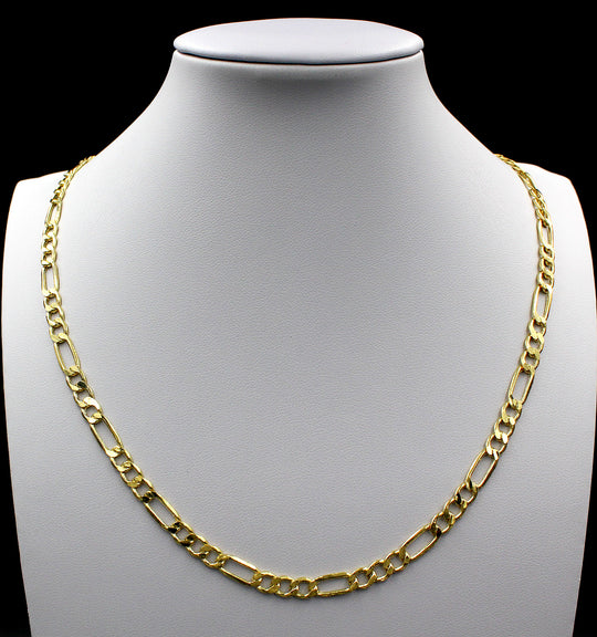 10K Solid Yellow Gold Figaro Link Chain Necklace 4.5MM 16" 18" 20" 22" 24" 26"