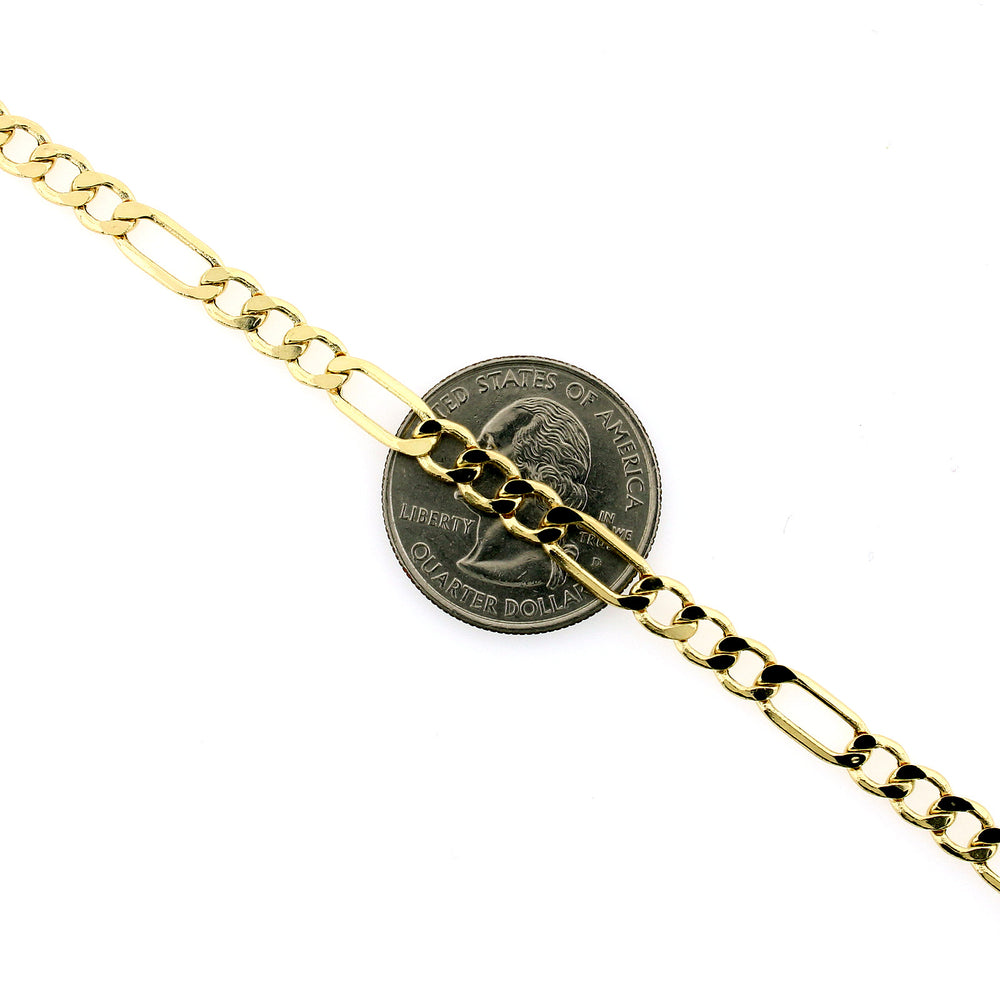 10K Solid Yellow Gold Figaro Link Chain Necklace 4.5MM 16" 18" 20" 22" 24" 26"