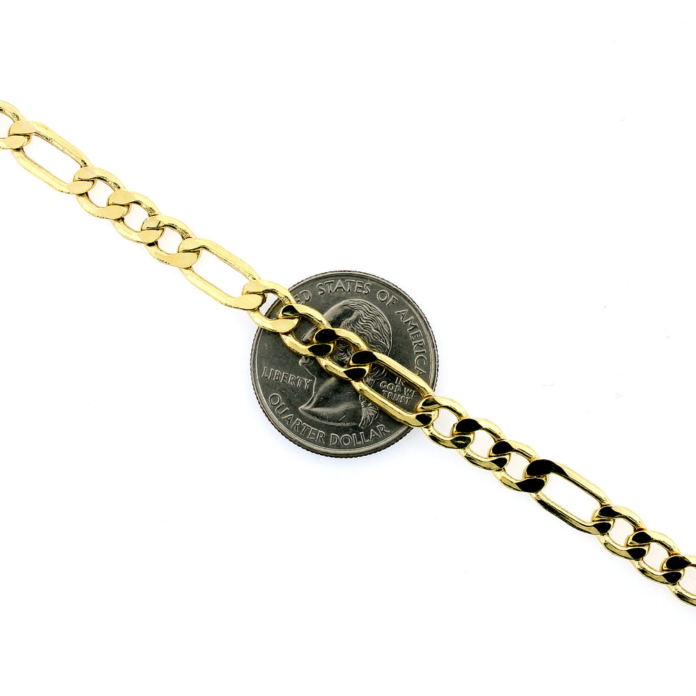10K Solid Yellow Gold Men's Figaro Link Chain Necklace 6.5MM 20" 22" 24" 26"