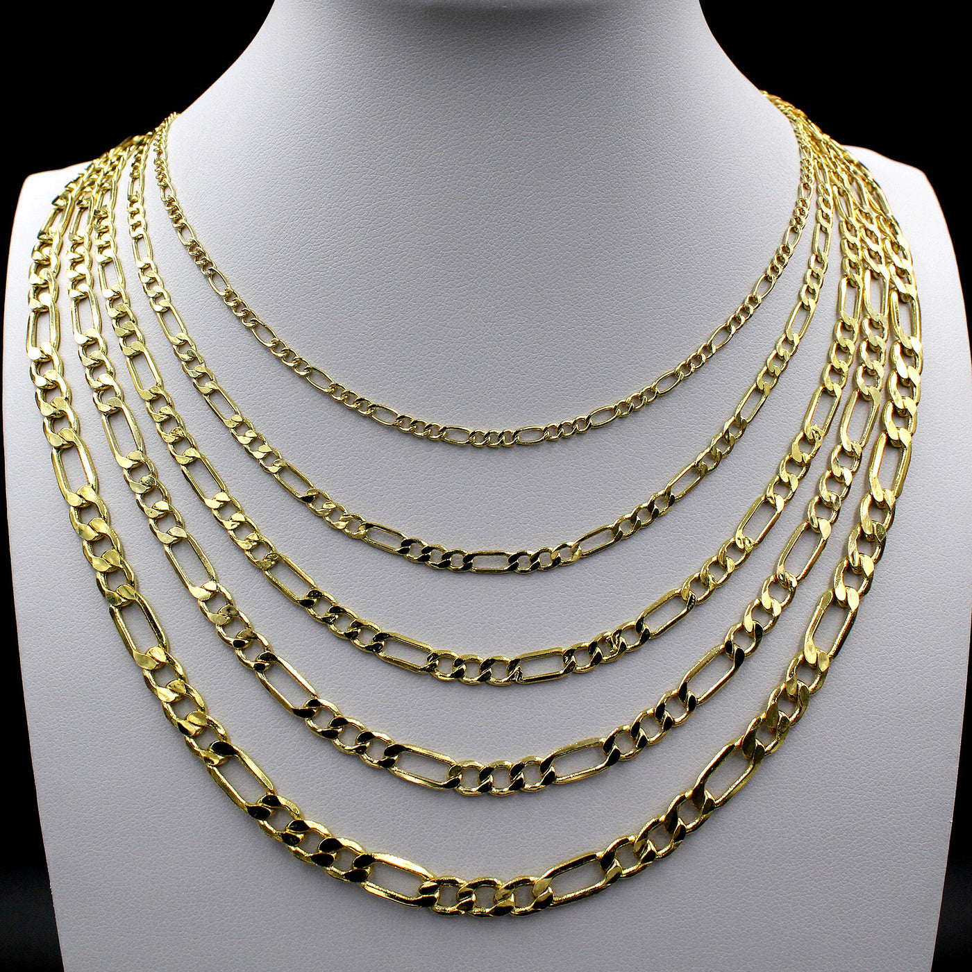 Real 10K Yellow Gold 2mm - 6mm Figaro Link Chain Pendant Necklace 14" - 30"