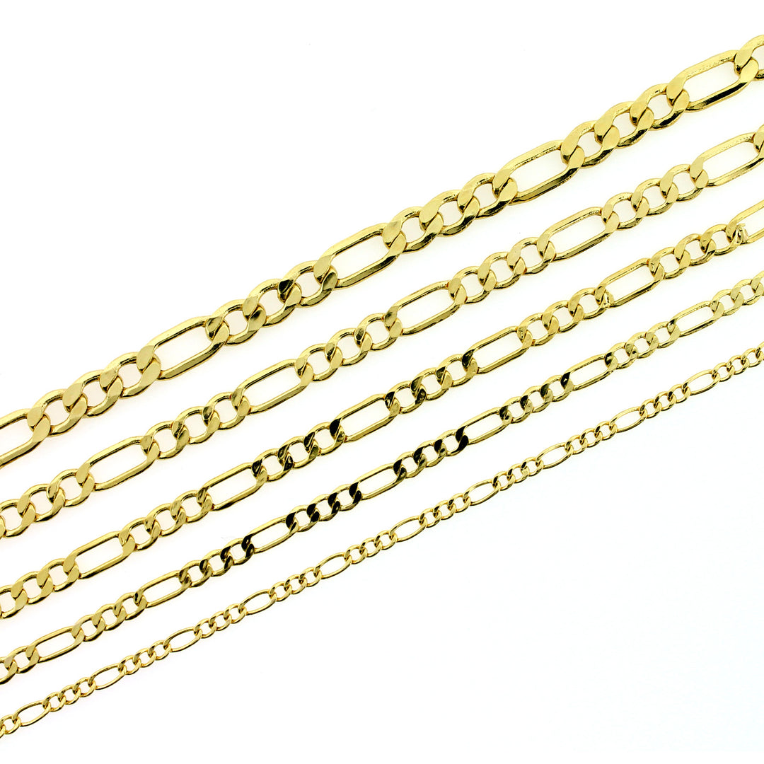 10K Gelbgold 4.5mm Figaro Kette Italienische Link Anhänger Halskette