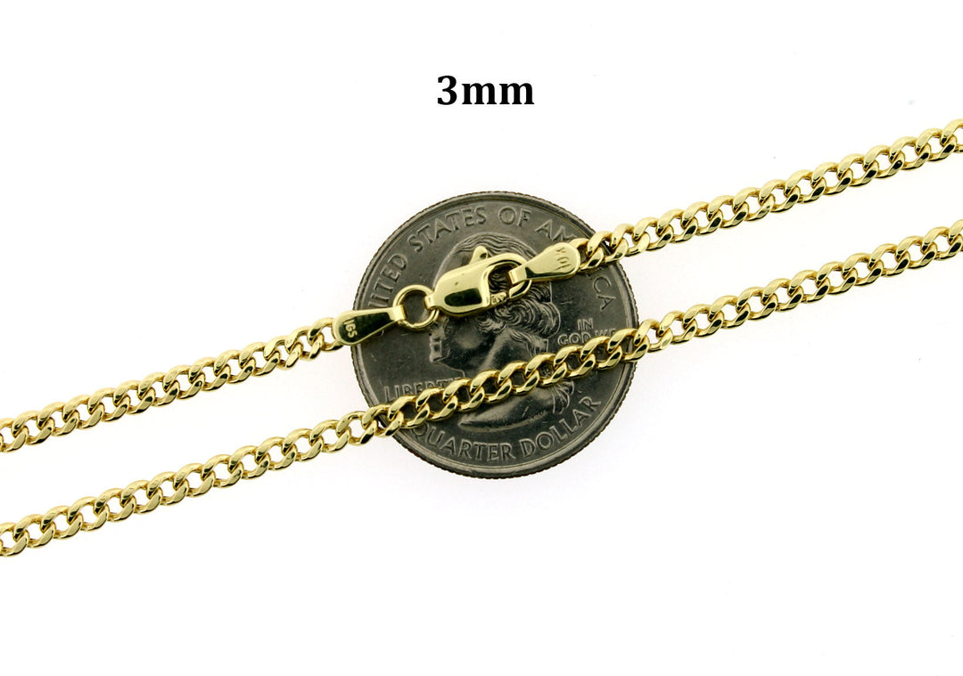 10K Yellow Gold 3mm 4mm 5mm Miami Cuban Link Chain Necklace, 10KT Real Gold