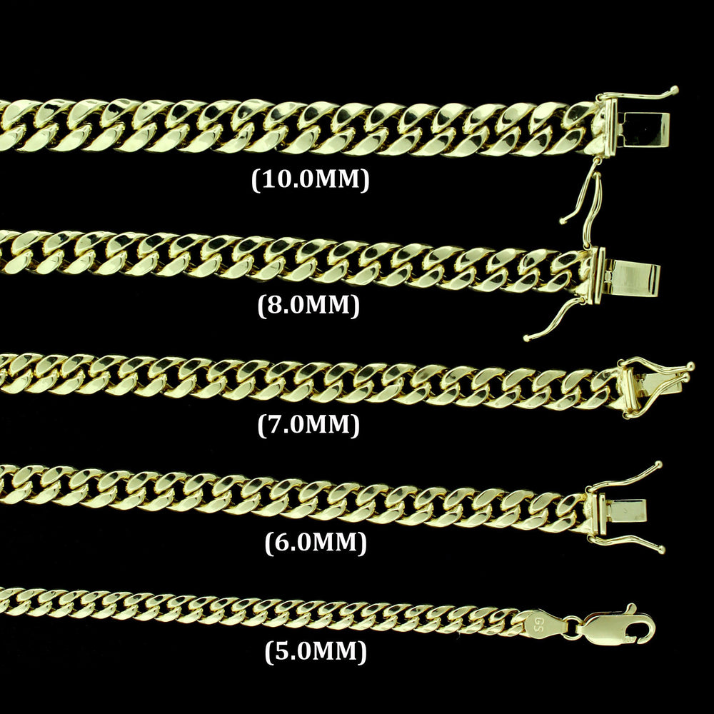 10K Yellow Gold Men's 5mm-10mm Miami Cuban Link Chain Bracelet Necklace