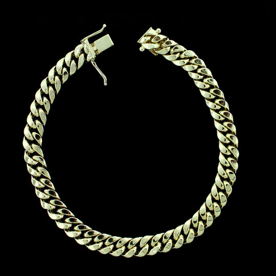 10K Yellow Gold Mens Miami Cuban Link Bracelet 6MM 9" Inch Box Lock