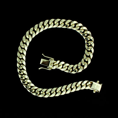 10K Yellow Gold Mens Miami Cuban Link Bracelet 7MM 8" Inch Box Lock