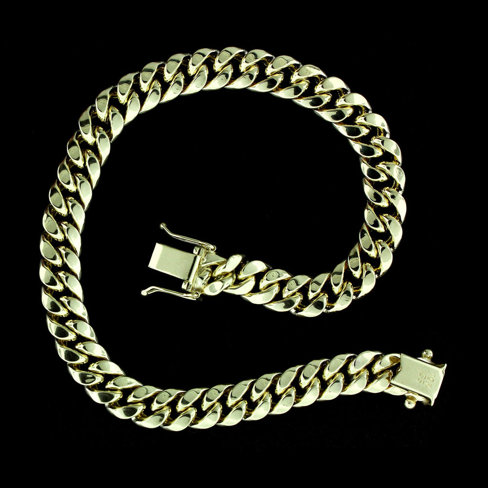 10K Yellow Gold Mens Miami Cuban Link Bracelet 9MM 9" Inch Box Lock