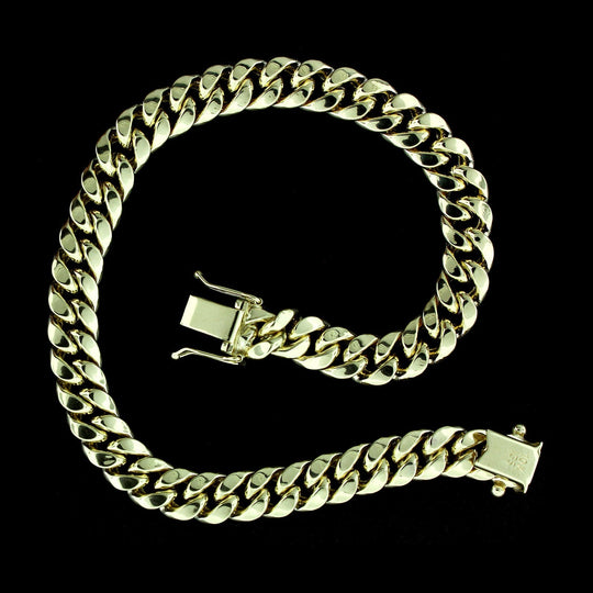 10K Yellow Gold Mens Miami Cuban Link Bracelet 10MM 9" Inch Box Lock