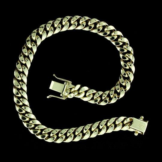 10K Yellow Gold Mens Miami Cuban Link Bracelet 9MM 8" Inch Box Lock