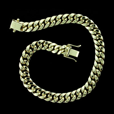 10K Yellow Gold Mens Miami Cuban Link Bracelet 9MM 8" Inch Box Lock