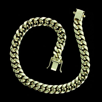 10K Yellow Gold Mens Miami Cuban Link Bracelet 9MM 8" Inch Box Lock