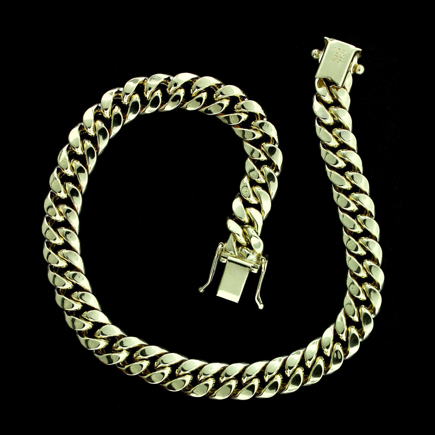 10K Yellow Gold Mens Miami Cuban Link Bracelet 10MM 9" Inch Box Lock