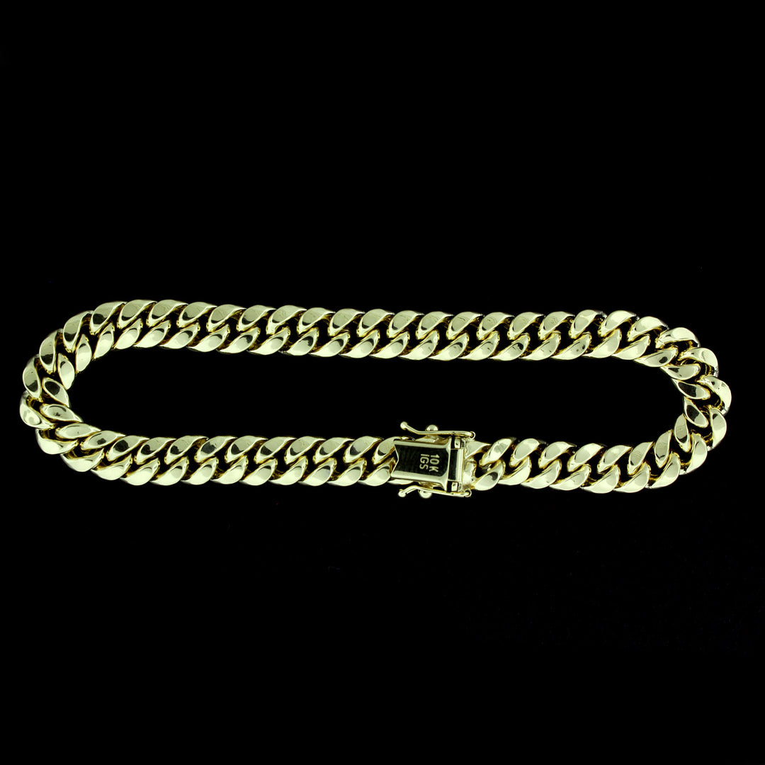 10K Yellow Gold Mens Miami Cuban Link Bracelet 7MM 8" Inch Box Lock