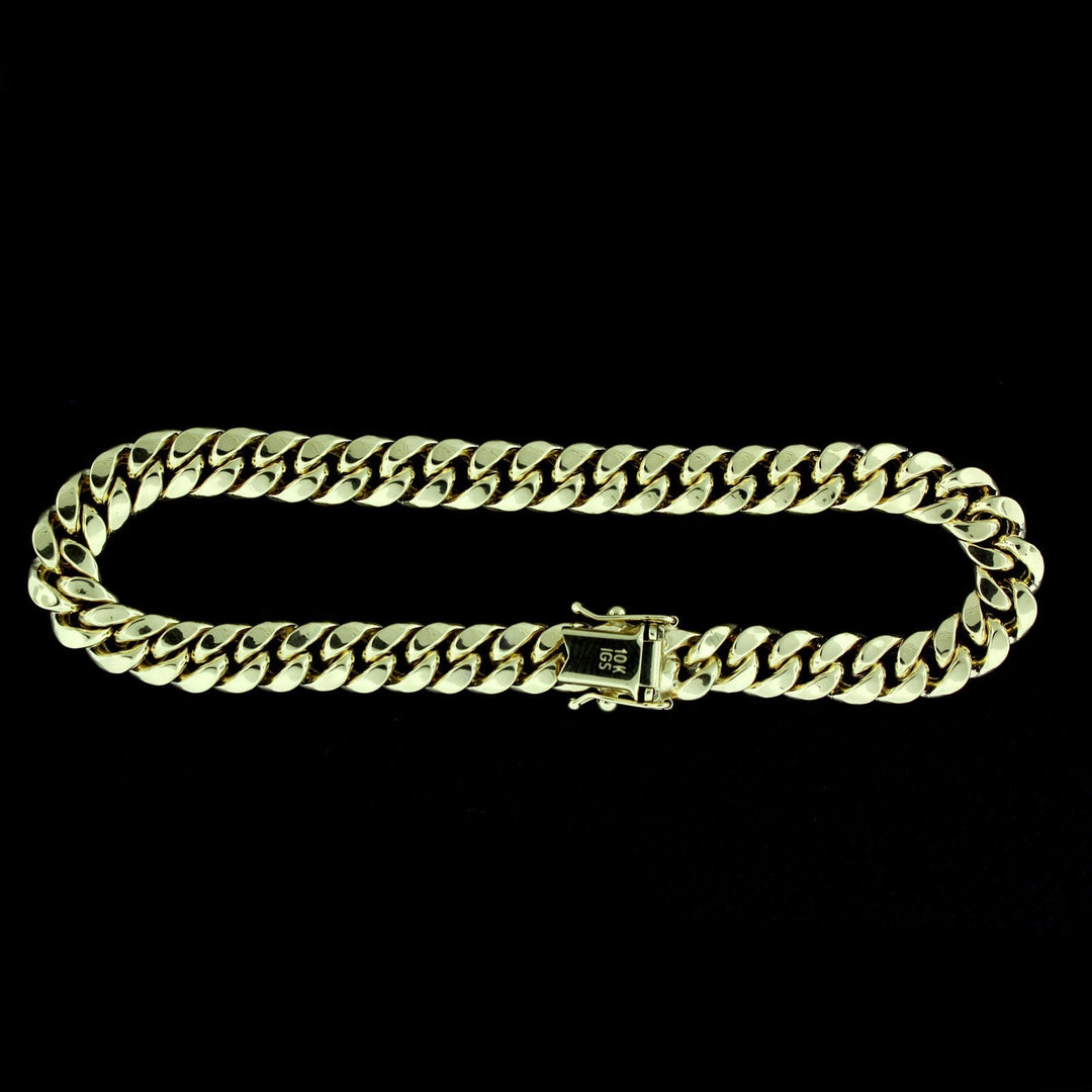 10K Yellow Gold Mens Miami Cuban Link Bracelet 8MM 9" Inch Box Lock