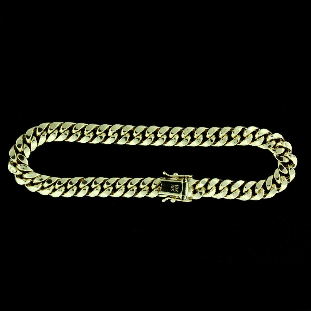 10K Yellow Gold Mens Miami Cuban Link Bracelet 8MM 8" Inch Box Lock