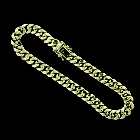 10K Yellow Gold Mens Miami Cuban Link Bracelet 7MM 8" Inch Box Lock