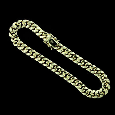 10K Yellow Gold Mens Miami Cuban Link Bracelet 8MM 9" Inch Box Lock