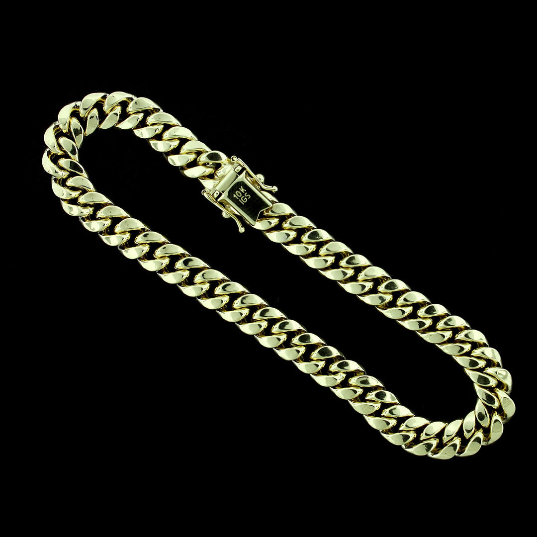 10K Yellow Gold Mens Miami Cuban Link Bracelet 7MM 9" Inch Box Lock