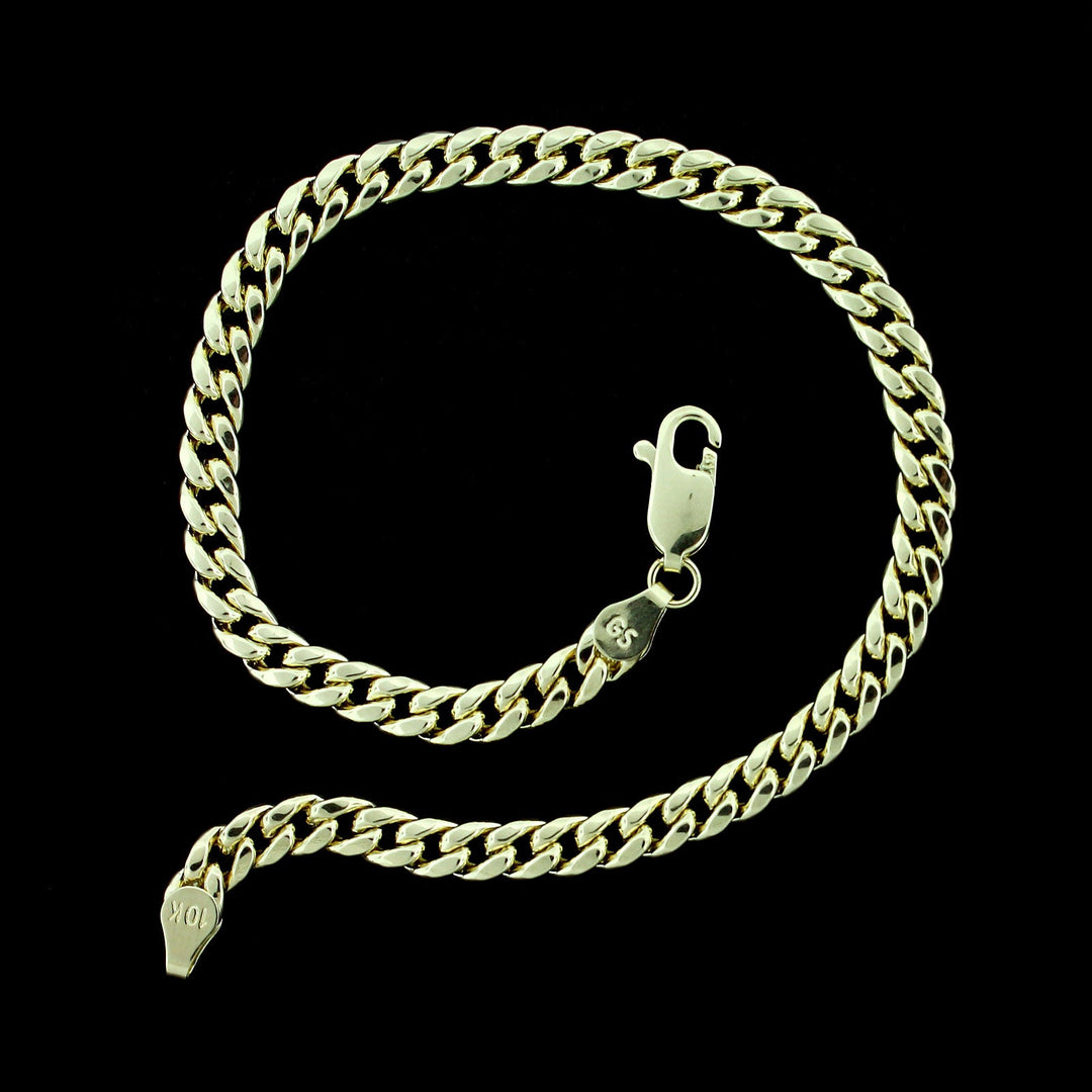 10K Yellow Gold Mens Miami Cuban Link Bracelet 5MM 8" Inch Lobster Lock