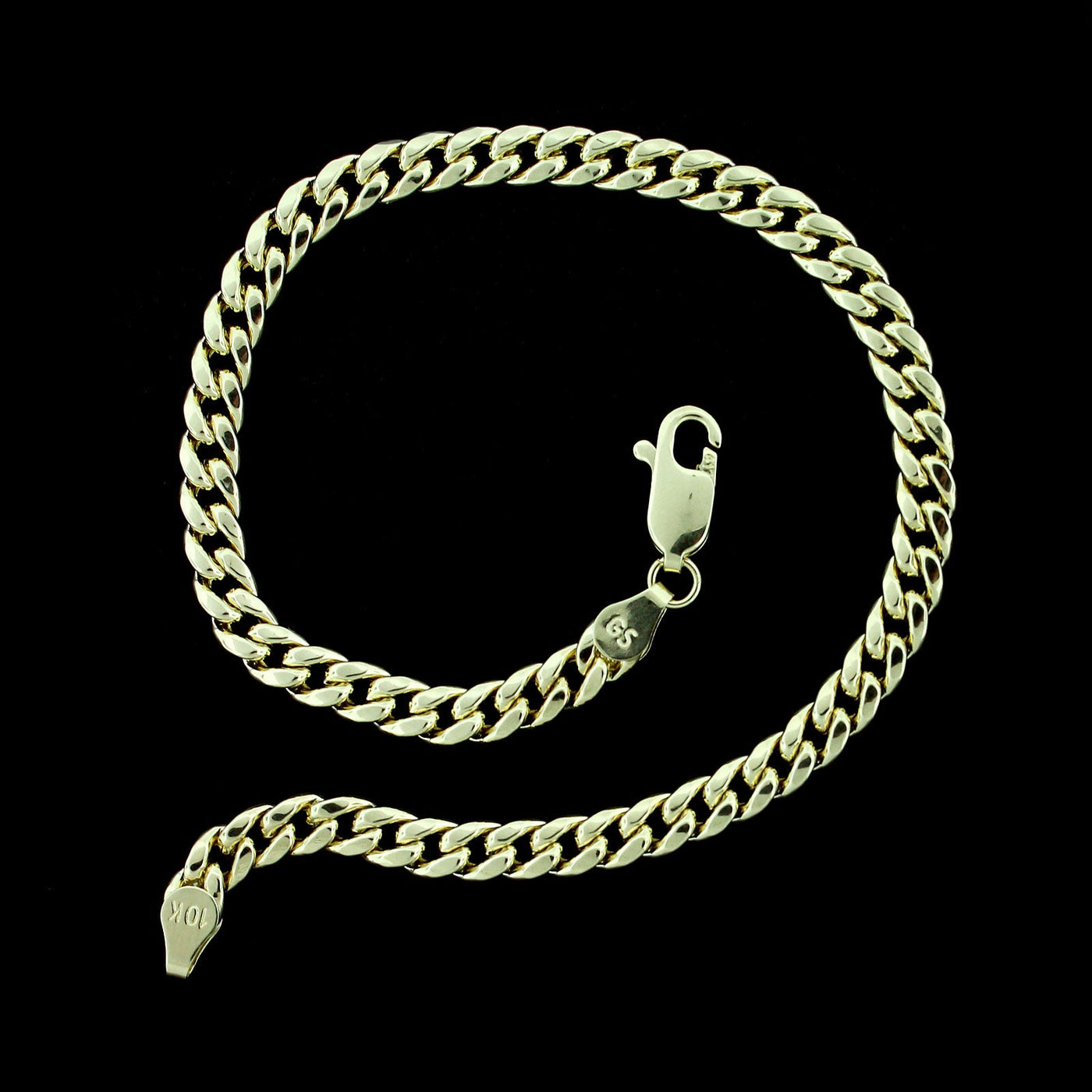 10K Yellow Gold Mens Miami Cuban Link Bracelet 5MM 9" Inch Lobster Lock