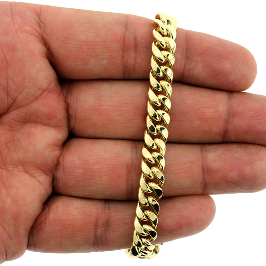 10K Yellow Gold Mens Miami Cuban Link Bracelet 7MM 8" Inch Box Lock