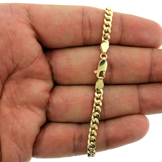 10K Yellow Gold Mens Miami Cuban Link Bracelet 5MM 9" Inch Lobster Lock