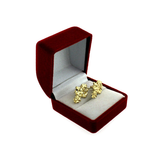 Mens Real 10K Yellow Gold Diamond Cut Large Nugget Stud Earrings