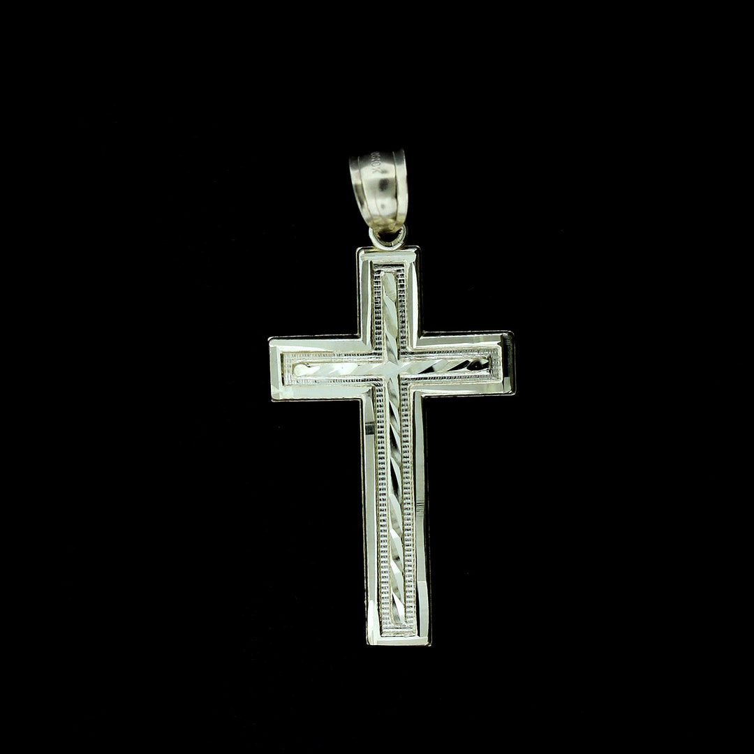 Mens Real 10K Yellow Gold Diamond Cut Cross Charm Pendant &amp; 2.5mm Rope Chain Necklace Set