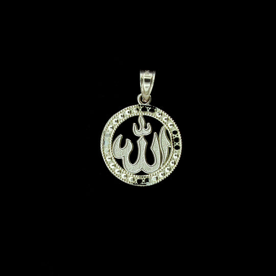 Real 10K Yellow Gold Diamond Cut Islamic Muslim Arabic Allah Charm Pendant