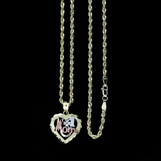 10K Solid Yellow White Rose Gold Heart 