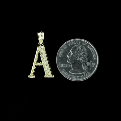 10K Yellow Gold Diamond Cut Initial Letter Pendant A-Z Alphabet Necklace Charm