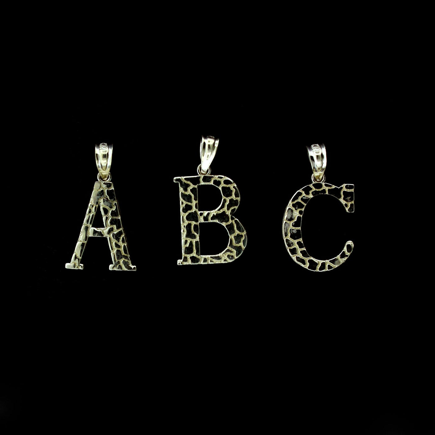 10K Solid Yellow Gold Nugget Initial Letter Pendant A-Z Alphabet Necklace Charm