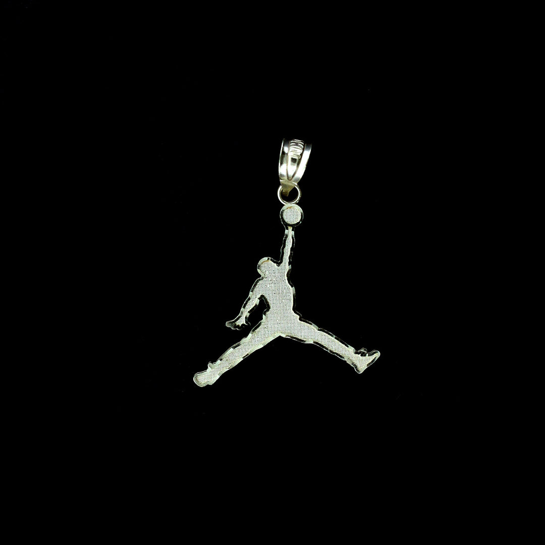 10K Solid Yellow Gold Diamond Cut Michael Jordan Jumpman Charm Pendant