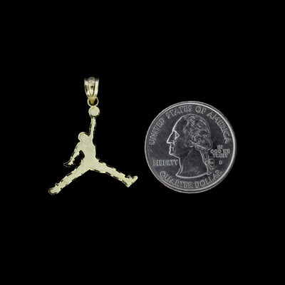 10K Solid Yellow Gold Diamond Cut Michael Jordan Jumpman Charm Pendant