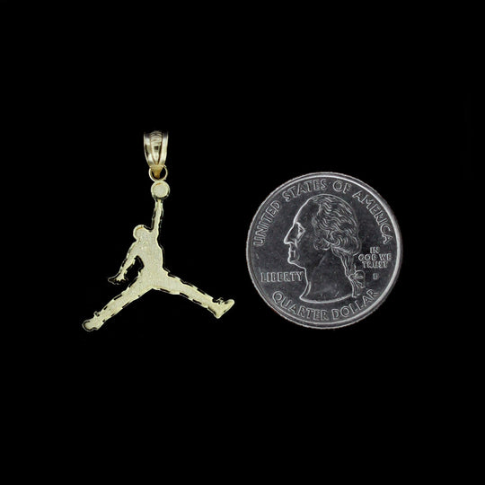 Real 10K Yellow Gold Diamond Cut Small Michael Jordan Jumpman Charm Pendant