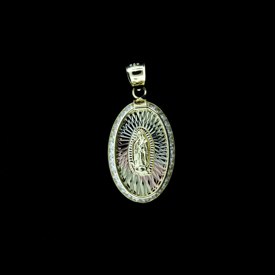 10K Solid Yellow Gold Virgin Mary Pendant Diamond Cut, Brand New, 10KT Real Gold