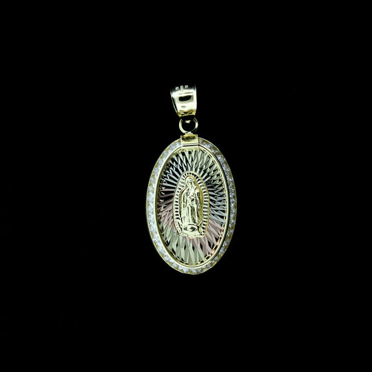 10K Solid Yellow Gold Virgin Mary Pendant Diamond Cut, Brand New, 10KT Real Gold