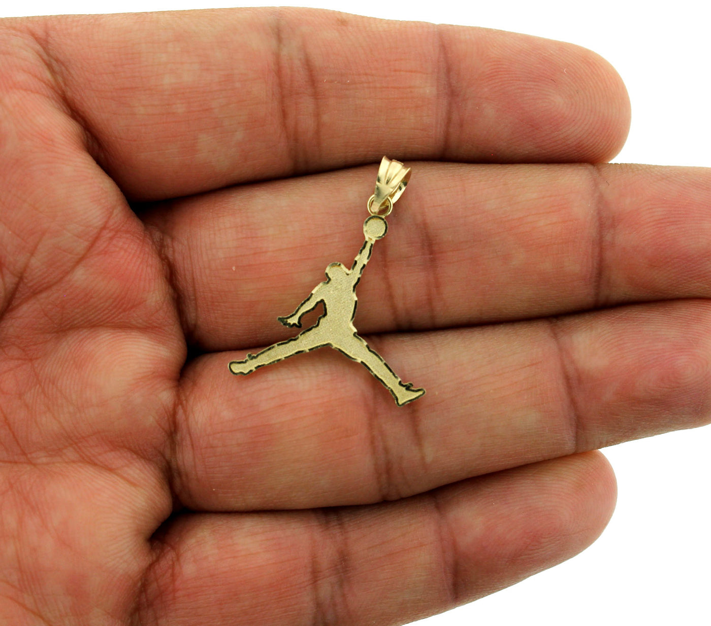 Mens 10K Solid Yellow Gold Michael Jordan Jumpman Pendant With 2.5mm Rope Chain Necklace Set