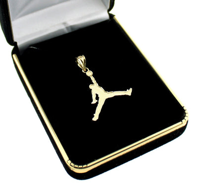 Real 10K Yellow Gold Diamond Cut Small Michael Jordan Jumpman Charm Pendant