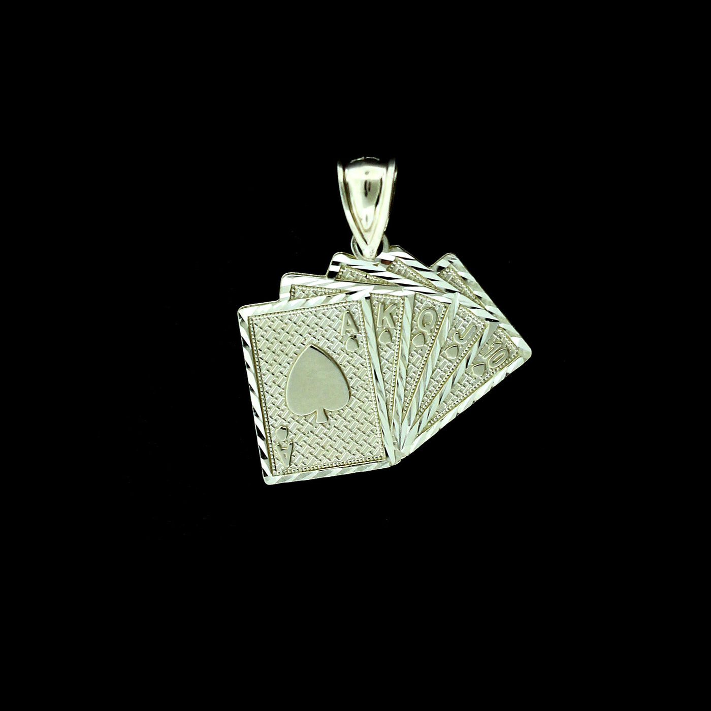 Real 10K Yellow Gold Diamond Cut Ace of Spades Poker Playing Cards Charm Pendant