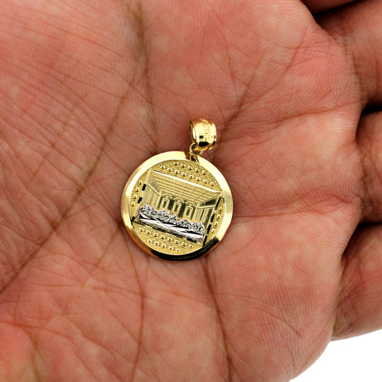Real 10K Yellow Gold Diamond Cut Round Jesus Last Supper Charm Pendant