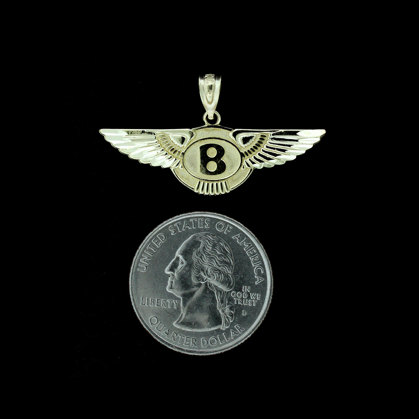 Mens 10K Yellow Gold Bentley Flying B Wing Hip Hop Charm Pendant, 10KT Real Gold