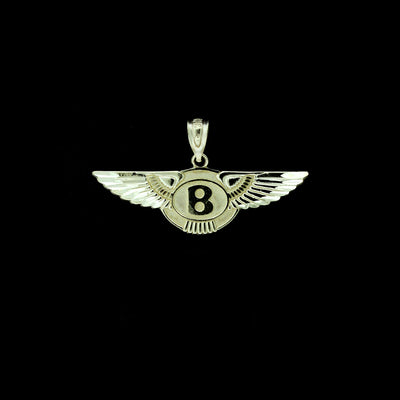 Mens 10K Yellow Gold Bentley Flying B Wing Hip Hop Charm Pendant, 10KT Real Gold